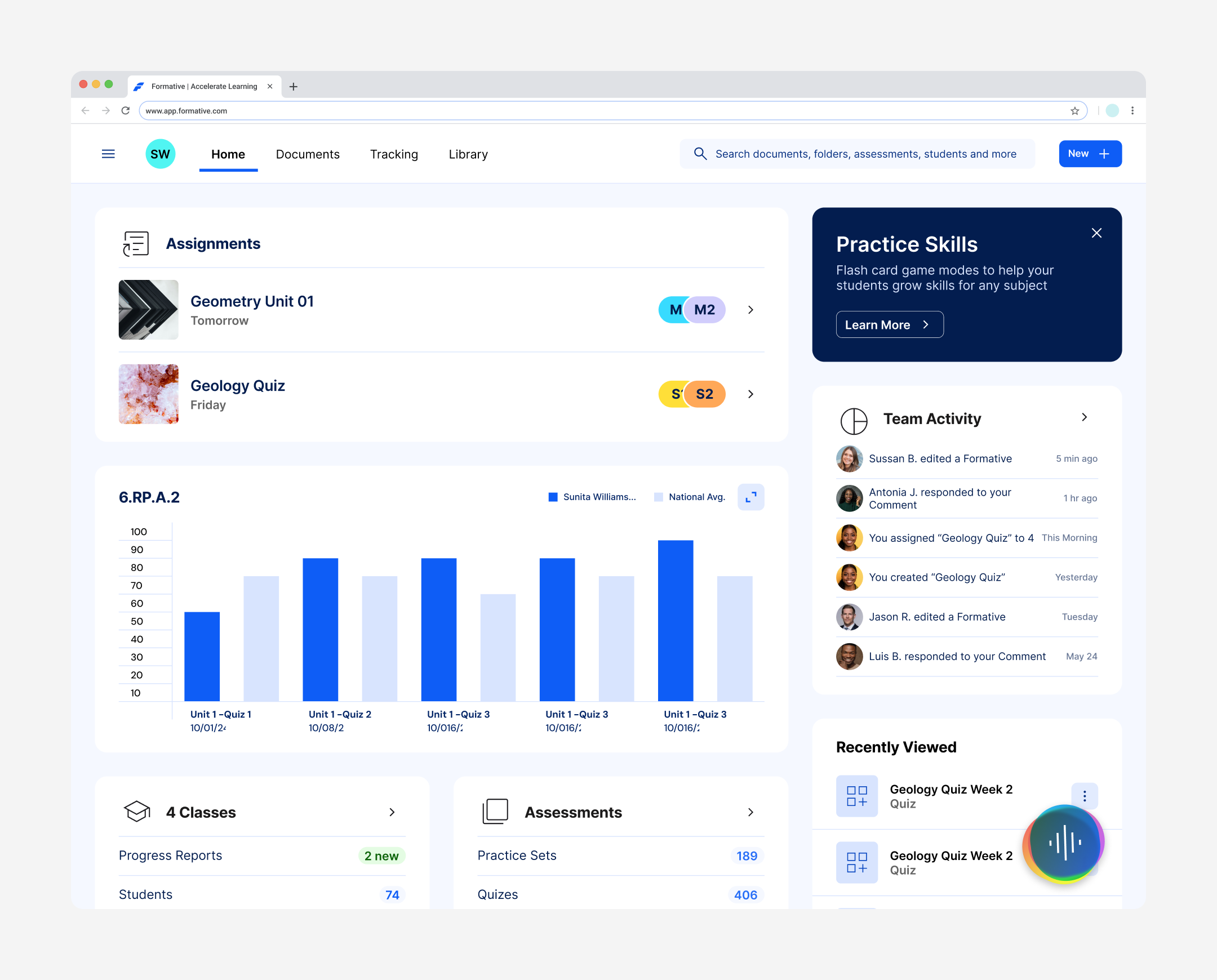 Formative sign-up experience with classroom imagery and account creation options.