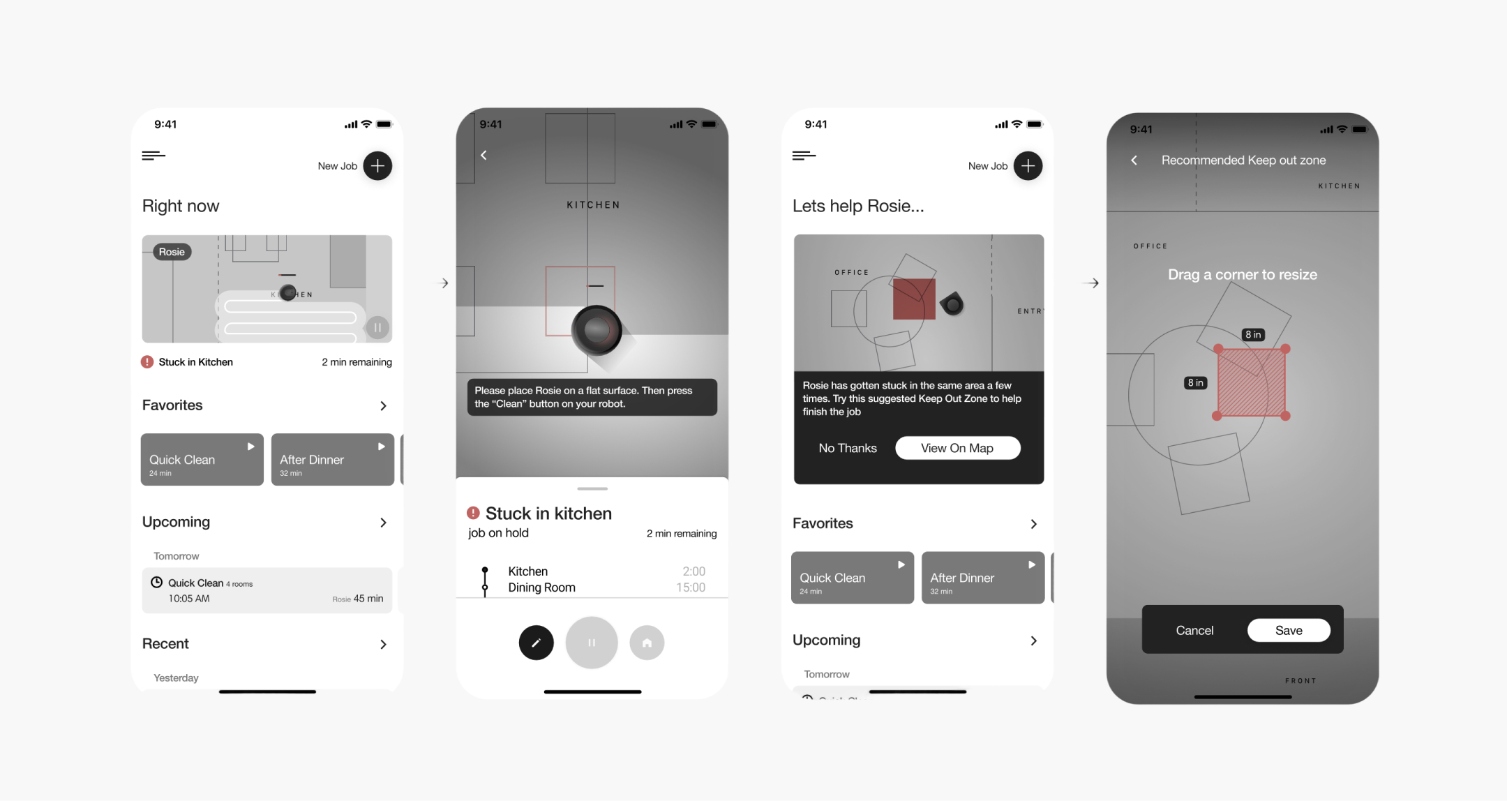 Collection of iRobot mapping and home layout interface concepts.